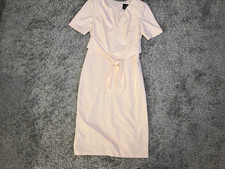 Adrianna Papell Pink Solid V-Neck Short Sleeve Sheath Knee Dress Size 6