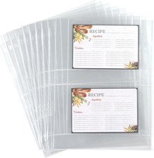 8.5 x 11 Inch Recipe Card Page Protectors, 25 Count - 2 Pocket Side Loading Shee