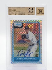 EVAN LONGORIA 2006 BOWMAN CHROME DRAFT X-FRACTOR RC /225 BGS 9.5 AUTO 10  Q2796