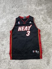 Miami Heat Basketball Jersey Youth Large Black Red NBA Adidas Dwyane Wade 3