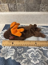 Vintage Ty Beanie Babies Chocolate Moose Plush Stuffed Animal Toy Brown Orange