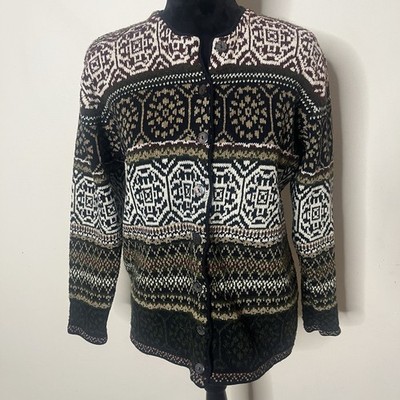 Le Moda Women s Multicolor Fair Isle Button Up Wool Blend Cardigan Sweater Sz M