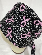 Men/Women Surgical Scrub Cap Lined Breast Cancer Awareness  100 Cotton