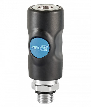 PREVOST ISI SAFETY PUSH-BUTTON COUPLER, 3/8'' BODY, INDUSTRIAL, 3/8'' MALE NPT