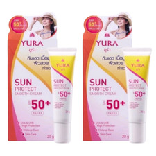 Yura Sunscreen Sun Protect Smooth Cream SPF50 PA Makeup Base 20g X 2 Pcs