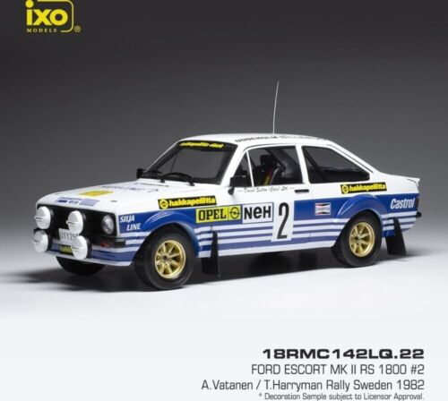 IXO 1:18 1982 Ford Escort MkII RS 1800 #2 A.Vatanen/T. Harryman 2nd Rally Sweden - Imagen 1 de 4