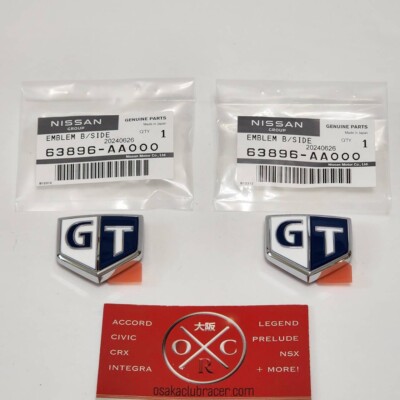 New Genuine OEM R34 Nissan Skyline Fender Emblem Badge Set 2 BLUE