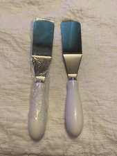 Stainless Steel Spatula Set White Handles Great For Serving 2 Pieces NIB