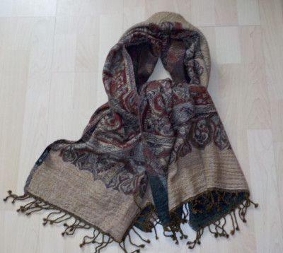   Codello   XXL Tuch Schal - 50 % Wolle / 50 % Viskose Fransen   