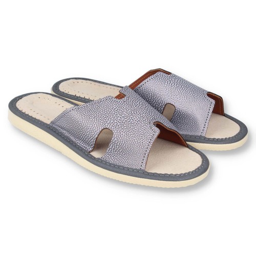 Damen Pantolette Hausschuhe offen Schlangenhaut grau Gr. 36-41 filsko Toulouse - Bild 8 von 9