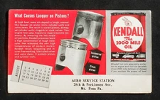 1930s? Blotter Kendall Motor Oil Aero Service Station Mount Penn PA Berks Co
