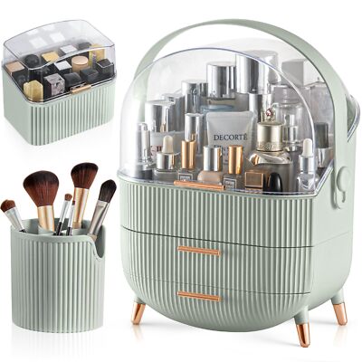 Makeup Organizer Sage Green 2 Drawers Brush Box Lipstick Holder for Vanity