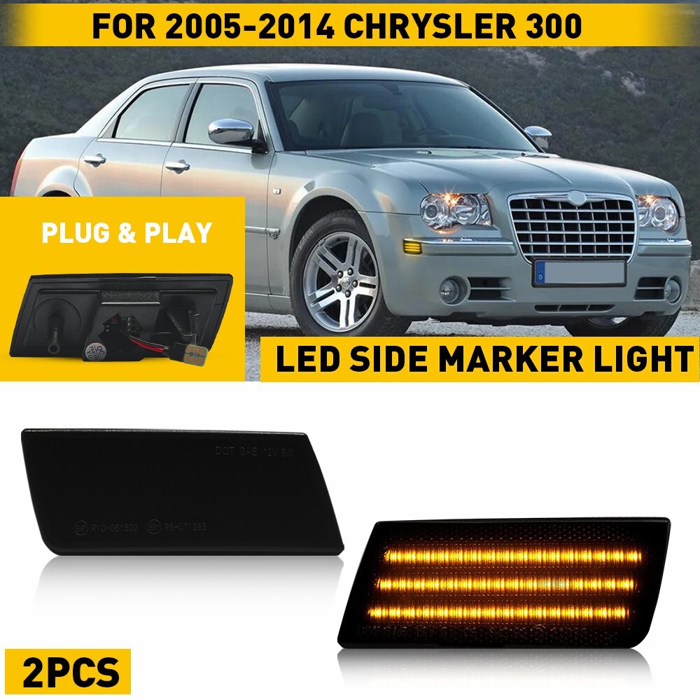 Smoke Amber 30-SMD LED Side Marker Light for 2005-2010 Chrysler 300