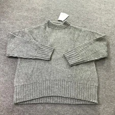 MUJI Sweater Womens Medium Wool Yak Blend Mock Neck Pullover Gray M-L