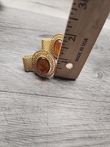 Gemelli vintage colore oro pietra color ambra - Foto 2 di 6