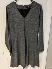 NWT Madewell Bridgewalk Sz 10 Dress Vneck Heather Gray Long Sleeve Career