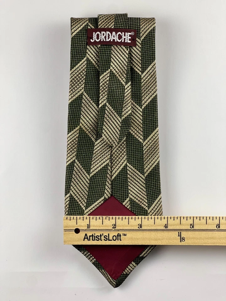 CORBATA GEOMÉTRICA JORDACHE VERDE/TOSTADO VINTAGE Foto 3 de 3