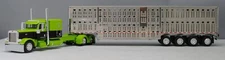 DCP 1/64 Lime Green Black Peterbilt 389 Wilson Quad Livestock Trailer 60-1311
