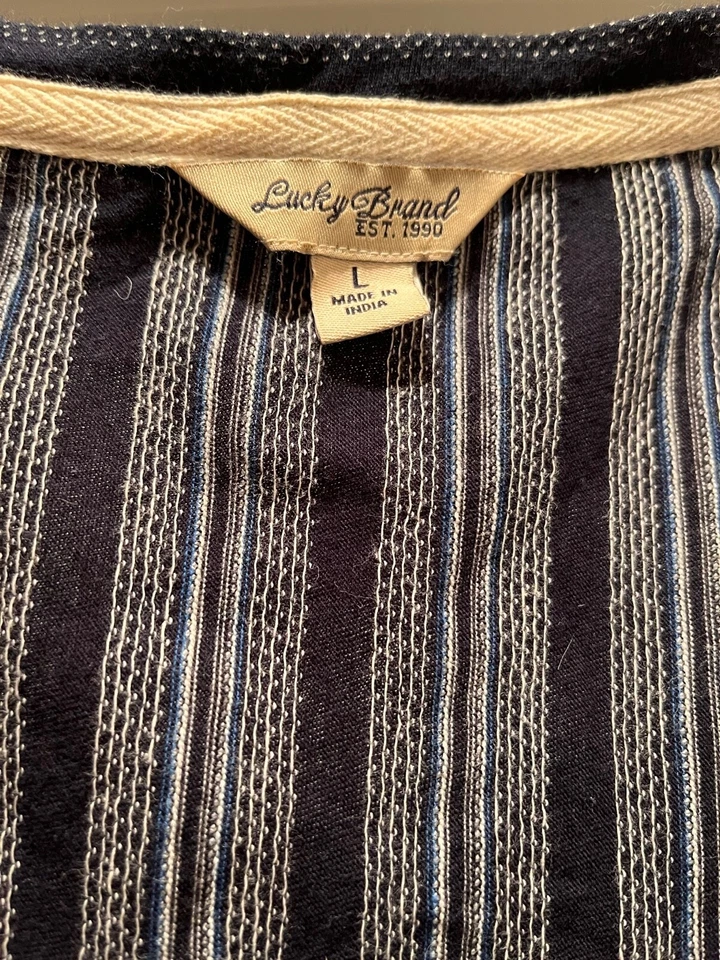 Женщины, Lucky, размер L, круглый вырез, без рукавов, темно-синий и белая полоса платье - Изображение 2 из 4