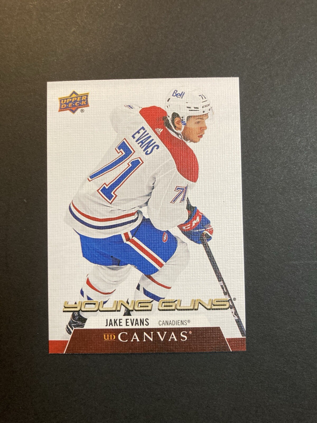 2020/21 Upper Deck Canvas Young Guns card# C224 of Jake Evans