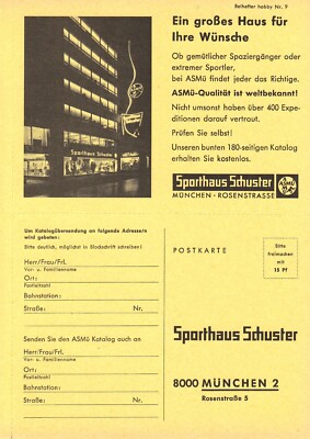 3w22909/ Alte Reklame aus 1965   Sporthaus Schuster   München