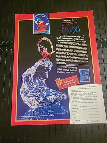 Fantastia Disney Franklin Mint Print Ad 1992 8x11 Great To Frame 