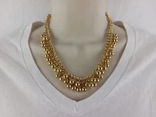 ANN TAYLOR Gold Tone Chain Link With Beads Fashion Statement Necklace