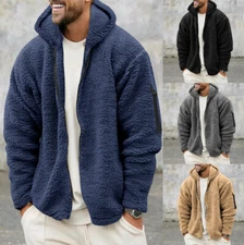 Plush Hooded Jacket Men's Autumn And Winter Fleece Double-sided Wear Warm Coat W
