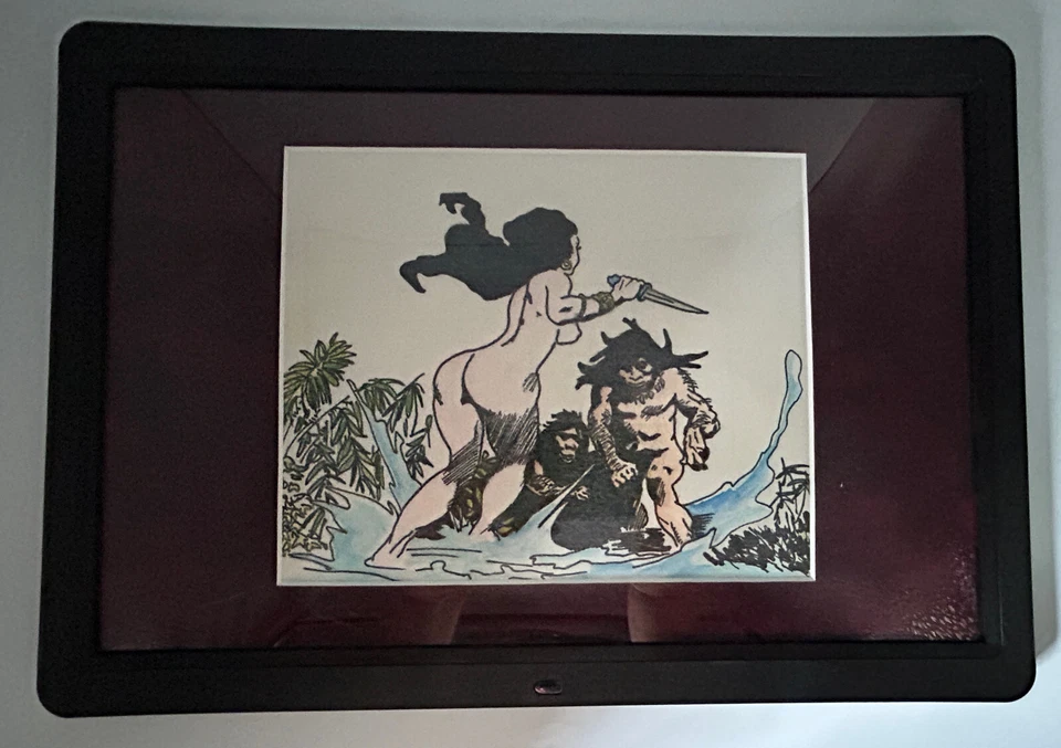 Obra Estudiantil Original F Lennox Campello Jr Dibujo 1978 Copia de Frank Frazetta Foto 2 de 4