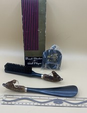 Vintage Brush  Shoe Horn Set Horse Head Handles Black Plastic Wall Plaque w/Box