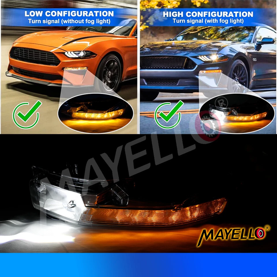 Luces antiniebla LED DRL con par de intermitentes para Ford Mustang 2018 2019 2020 2021 2022 Foto 4 de 4