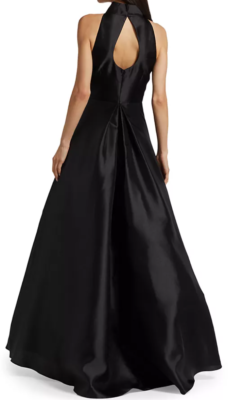 monique lhuillier halter dress ML Monique Lhuillier Halter Satin Ball Gown Black Long Dress Sz 0 NWT $695