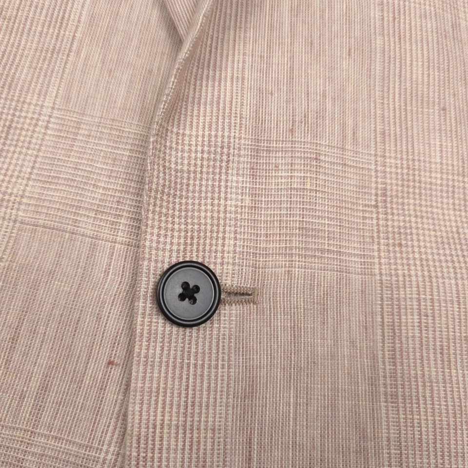 $585 Theory Clinton Sand Beige Glen Plaid Linen Suit Jacket Mens Size 38R - Image 4 of 4