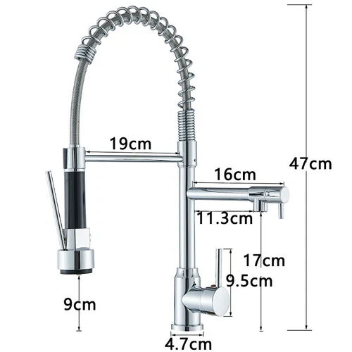 Modern Monobloc Pull Out Kitchen Mixer Tap Dual Spout Spray Single Lever Chrome - Picture 4 of 15