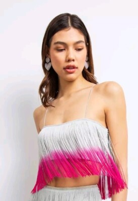 Lisa Maree Two Piece Set, Top with Skirt, Size M, Pink Ombre, New With Tags