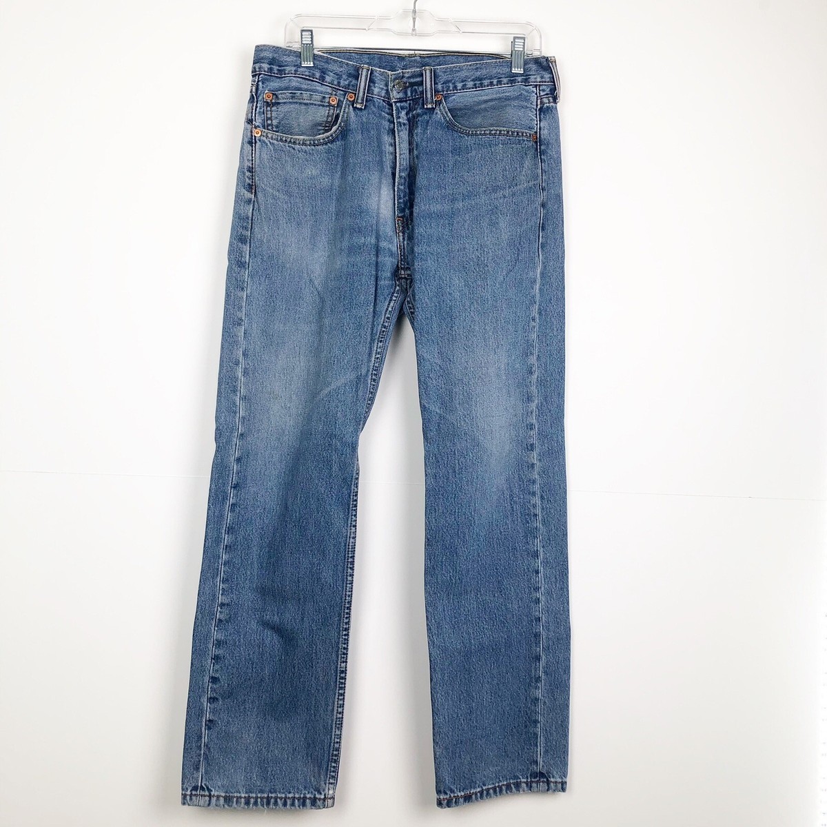 Levi Men 505 Size 34×32 Blue Faded Denim Jeans | eBay