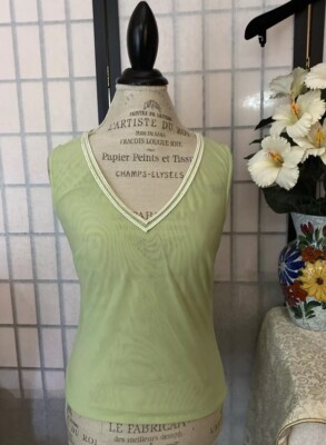 Alexandra Rosati Wom M Sheer Green Tank Top Double Fabric Organza