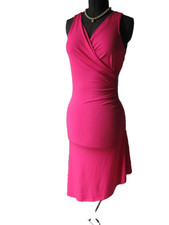 New Michael Kors Size M Neon Pink Asymmetrical Hem Silver Zipper Dress $140