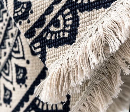 Round Rug with Fringe Non Slip Handwoven Bohemian Mandala Indian Mat - Picture 5 of 9