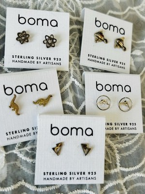 Boma Sterling Silver 925 Stud Earrings -Lot 5 Pairs - NWT $100 Retail value!