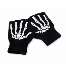 Glow-in-the-Dark Skeleton Punk Gloves Unisex Half Finger Mittens