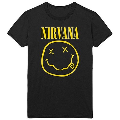 Men's Nirvana Flower Sniffin (Back Print) Slim Fit T-shirt Small Black