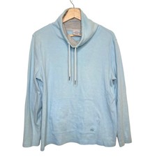 Brooks Brothers Blue Cotton Knit Mock Neck Pullover Sweatshirt Large Drawstring