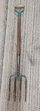 Vintage Pitch Fork.  4 Tine. Very Strong. Still Original Green Paint. Forged.