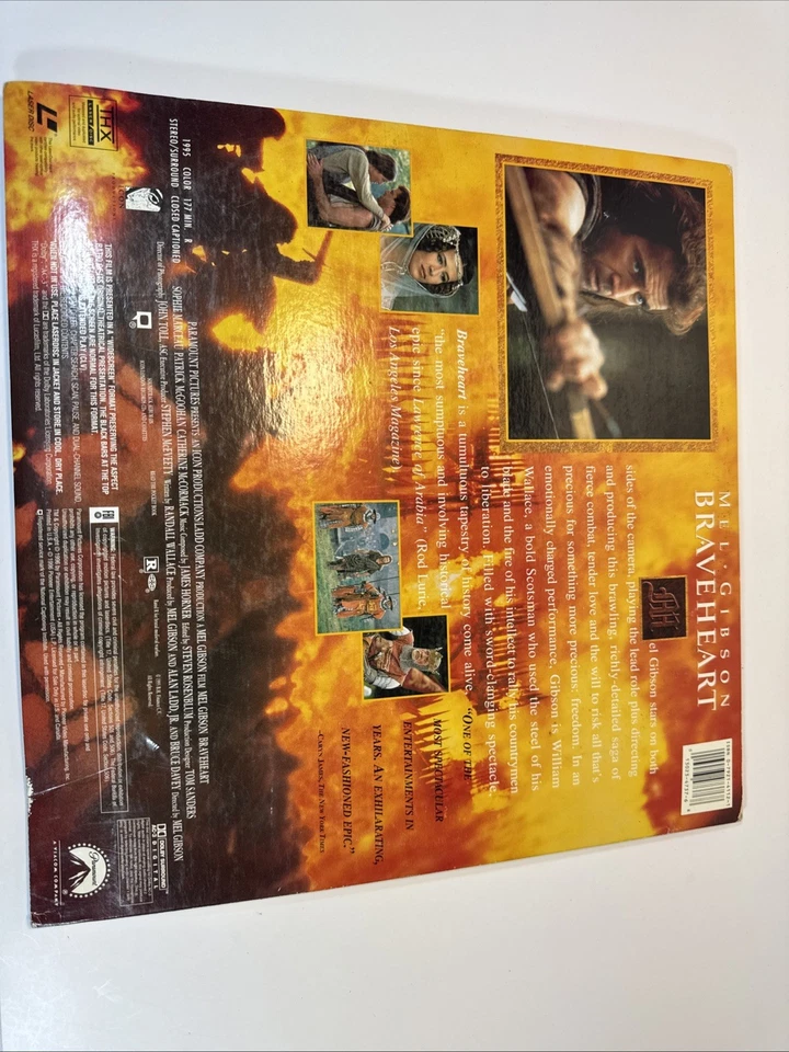 Braveheart (1995) 2 Disc Gatefold Laser Disc Widescreen Dolby Pioneer Foto 3 de 4