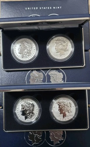 2024 Morgan & Peace Dollar Silver Reverse Proof 2 Coin Set With Box And COA