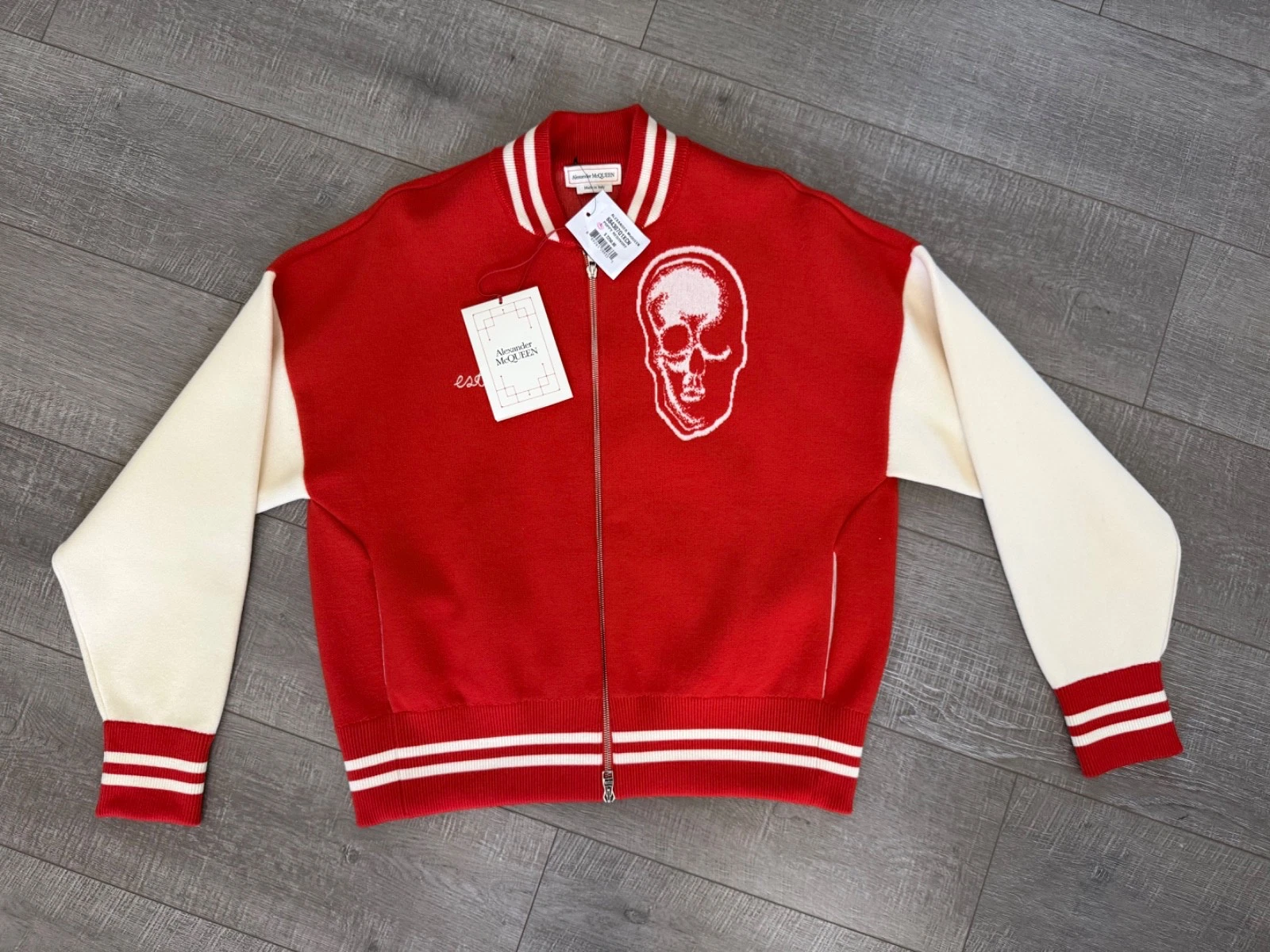 Alexander McQueen Varsity Jacket bomber Red / Ivory Oversize Large PTP 24" $2250 - product detail image 1