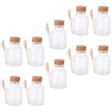 10pcs Small Plastic Wood Bath Salt Storage Bottles Cosmetic Powder Jars 100 g