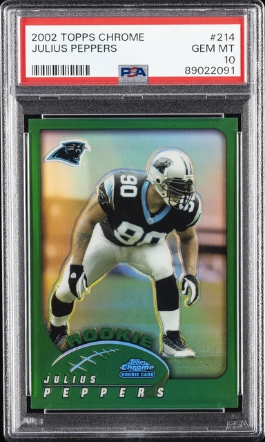 2002 TOPPS CHROME #214 JULIUS PEPPERS ROOKIE RC PSA 10