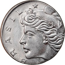 [#840231] Coin, Brazil, 50 Centavos, 1975, planchet error, AU, Stainless St, eel